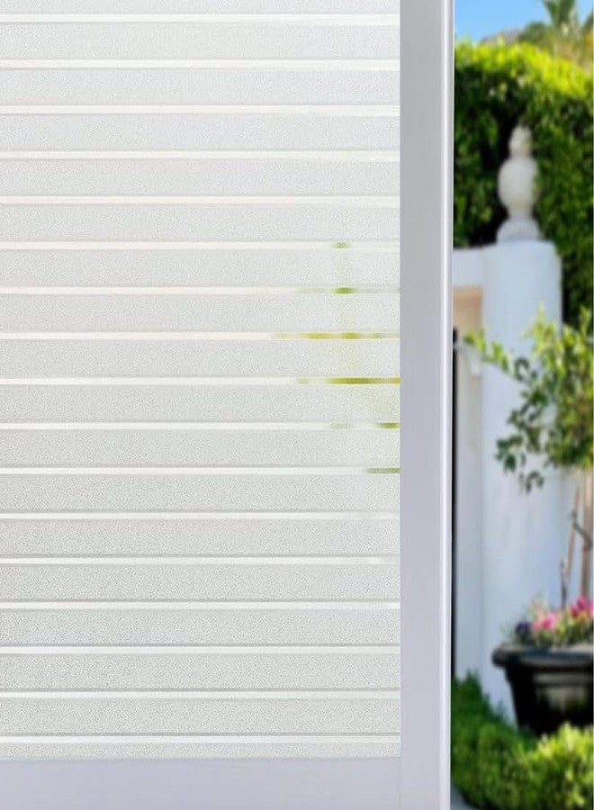 HOME13 Window Privacy Film Frosted Window Glass Film Static Cling Removable Decorative Sun Blocking Window Sticker for Home, Office (24 by 75 Inch, Stripe_Frosted) - Image 1